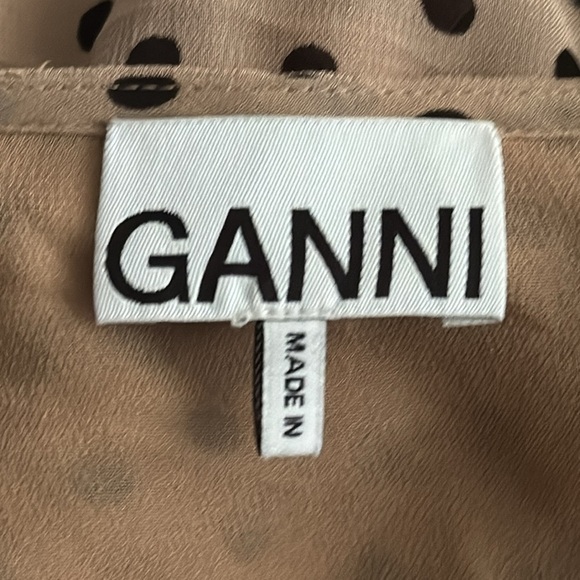 Ganni Brown Nude Polka Dot Wrap Mini Dress size 42 L 10 12 Work Date Night Party - Picture 10 of 13